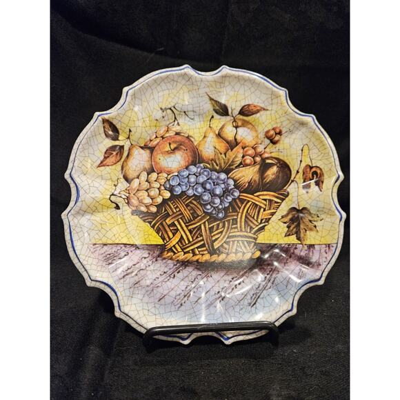 Lami Italy Fruit Decorative Plates (2) Fruit Leaves Basket Melamine 8 inches - Picture 2 of 7